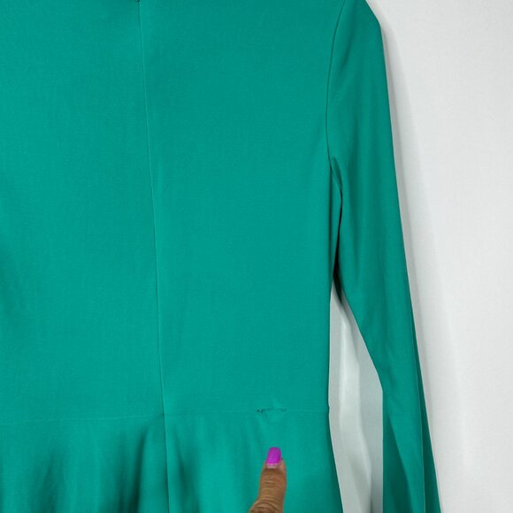 FLAW - NWT Mac Duggal Long Sleeve Front Knot Jersey Mini Dress Sage 2 #9868 - Picture 5 of 9